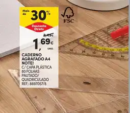 Continente caderno agrafado a4 note! c/ capa plástica promoção