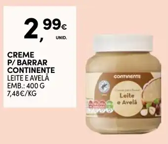 Continente Creme p/barrar continente leite e avelã promoção