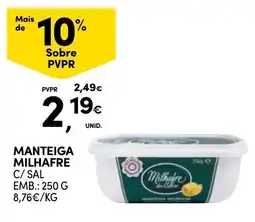 Continente Manteiga milhafre c/ sal promoção