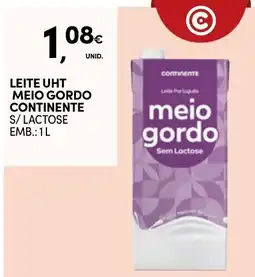 Continente Leite uht meio gordo continente s/lactose promoção