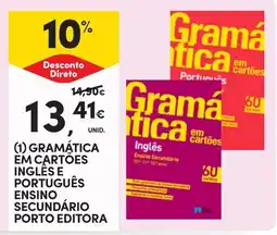 Continente gramática em cartões inglês e português ensino secundário promoção