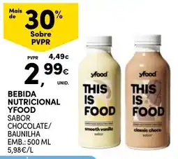 Continente Bebida nutricional yfood sabor chocolate/baunilha promoção
