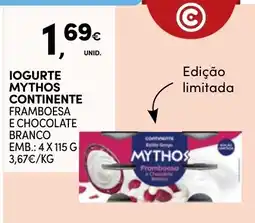 Continente Iogurte mythos continente framboesa e chocolate branco promoção