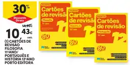 Continente cartões de revisão filosofia 11º ano/ português e história 12º ano porto editora promoção