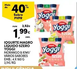 Continente Iogurte magro líquido 5zero yoggi promoção