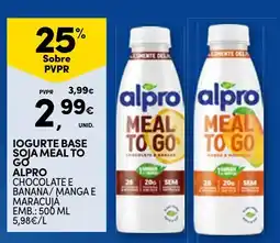 Continente Iogurte base soja meal to go alpro chocolate e banana/ manga e maracujá promoção