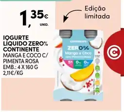 Continente Iogurte líquido zero% continente manga e coco c/ pimenta rosa promoção