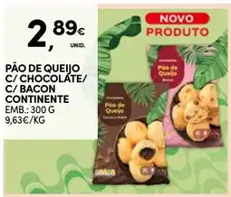 Continente Pão de queijo continente c/ chocolate/ c/ bacon promoção
