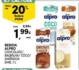 Continente Bebida alpro chocolate/baunilha/côco/amêndoa promoção