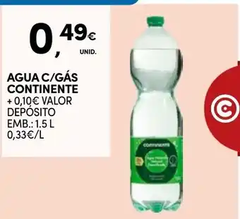 Continente Agua c/gás continente promoção