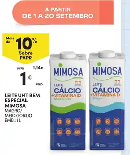 Continente Leite uht bem especial mimosa magro/meio gordo promoção