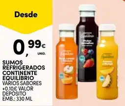Continente Sumos refrigerados continente equilibrio promoção