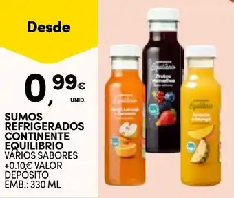 Continente Sumos refrigerados continente equilibrio promoção