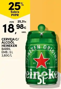 Continente Cerveja c/ álcool heineken barril promoção