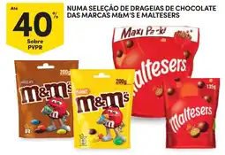 Continente numa seleção de drageias de chocolate das marcas m&m's e maltesers promoção