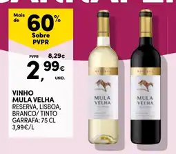 Continente Vinho mula velha reserva, lisboa, branco/tinto promoção