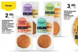 Continente Hambúrguer continente porco c/ queijo gouda/ vaca/ aves c/ queijo gouda/ falafel promoção