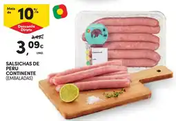 Continente Salsichas de peru continente (embaladas) promoção
