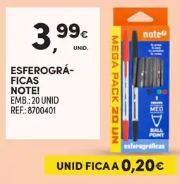 Continente esferográficas note! promoção