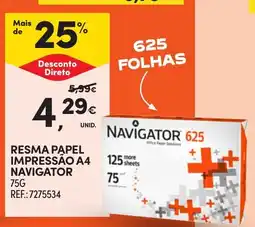 Continente Resma papel impressão a4 navigator promoção