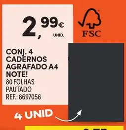 Continente cadernos agrafado a4 note! promoção