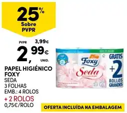 Continente Papel higiênico foxy seda promoção