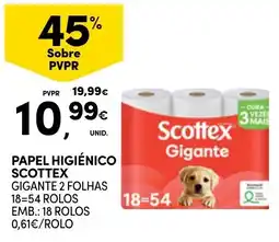 Continente Papel higiénico scottex gigante 2 folhas promoção