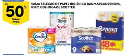 Continente Papel higiênico renova, foxy, colhogar e scottex promoção