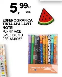 Continente esferográfica tinta apagável funny face promoção