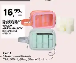 Continente Necessaire c/ frascos de viagem marshmallow promoção