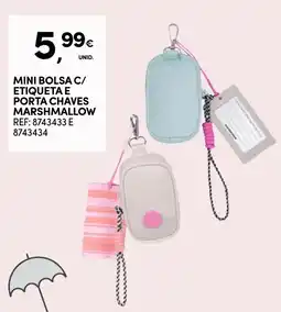 Continente Mini bolsa c/ etiqueta e porta chaves marshmallow promoção