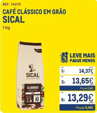 Café clássico em grão sical