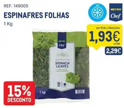 Makro Espinafres folhas metro chef promoção
