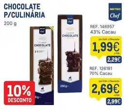 Makro Chocolate p/culinária metro chef promoção