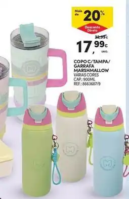 Continente Bom dia Copo c/tampa/ garrafa marshmallow promoção