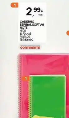 Continente Bom dia Note - caderno espiral soft a5 promoção