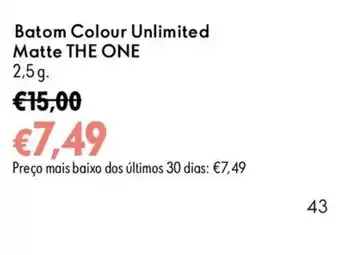 Oriflame Batom Colour Unlimited Matte THE ONE promoção