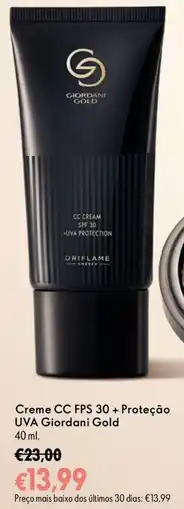 Oriflame Creme cc fps 30 + proteção uva giordani gold promoção