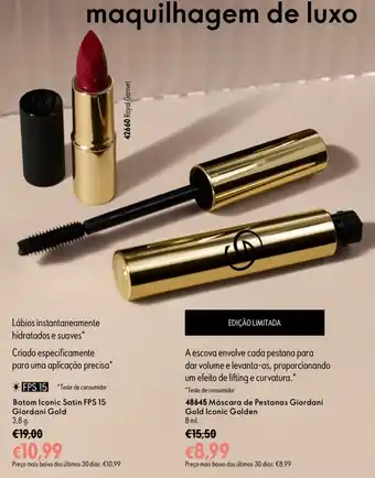 Oriflame batom iconic satin fps 15 giordani gold promoção