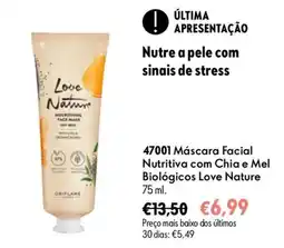 Oriflame Máscara facial nutritiva com chia e mel biológicos love nature promoção