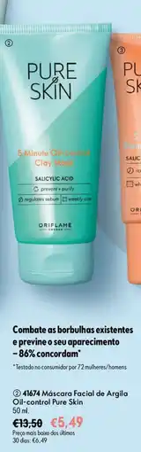Oriflame Máscara Facial de Argila Oil-control Pure Skin promoção