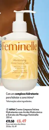 Oriflame Feminelle creme limpeza íntima hidratante com ácido hialurónico e extrato de pêssego promoção