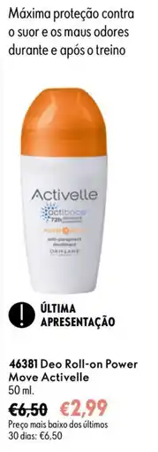 Oriflame Deo roll-on power move activelle promoção