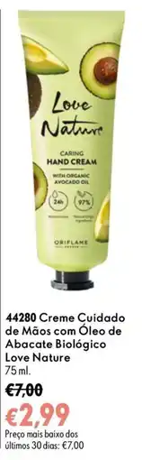 Oriflame Creme Cuidado de Mãos com Óleo de Abacate Biológico Love Nature promoção