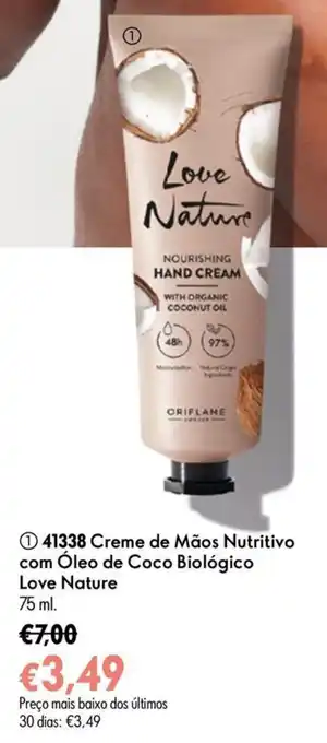 Oriflame Creme de Mãos Nutritivo com Óleo de Coco Biológico Love Nature promoção