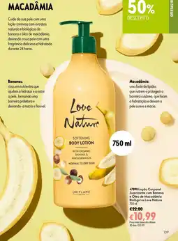 Oriflame Loção Corporal Suavizante com Banana e Óleo de Macadâmia Biológicos Love Nature promoção