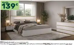 Moviflor Mia quarto de casal cor branco brilho/carvalho promoção