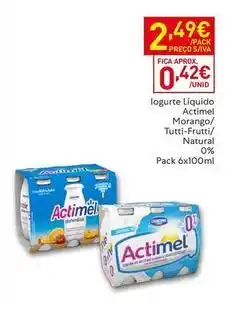 Recheio Danone - logurte liquido actimel morango / tutti frutti promoção