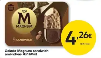 Gelado magnum sandwich amêndoas