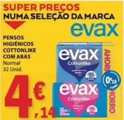 E.Leclerc Pensos higiénicos cottonlike com abas normal evax promoção